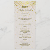 Elegant Goud Confetti Wit Lederen Bruiloft Menu (Achterkant)