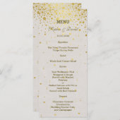 Elegant Goud Confetti Wit Lederen Bruiloft Menu (Voorkant / Achterkant)