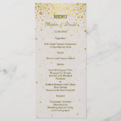 Elegant Goud Confetti Wit Lederen Bruiloft Menu (Voorkant)