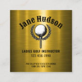 Elegant Goud Custom Golf Monogram Ontwerp Vierkante Visitekaartje (Achterkant)
