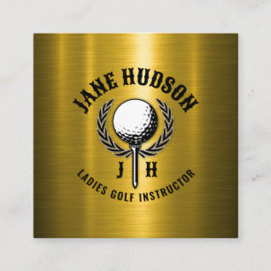 Elegant Goud Custom Golf Monogram Ontwerp Vierkante Visitekaartje