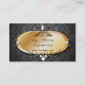 Elegant Goud  Damask Mode Visitekaartjes (Achterkant)