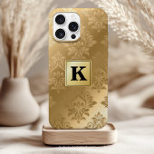 Elegant goud damast patroon monogram Case-Mate iPhone case