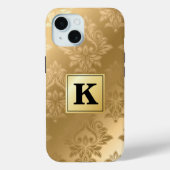 Elegant goud damast patroon monogram Case-Mate iPhone case (Achterkant)