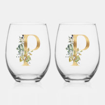 Elegant goud decoratief Initiaal P met groen