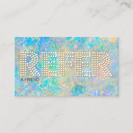 Elegant Goud Diamant Opal Stone Verwijzing Visitekaartje (Voorkant)