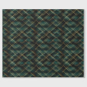 Elegant Goud & Donkergroen Tartan Plaid Kerst Cadeaupapier (Vlak)
