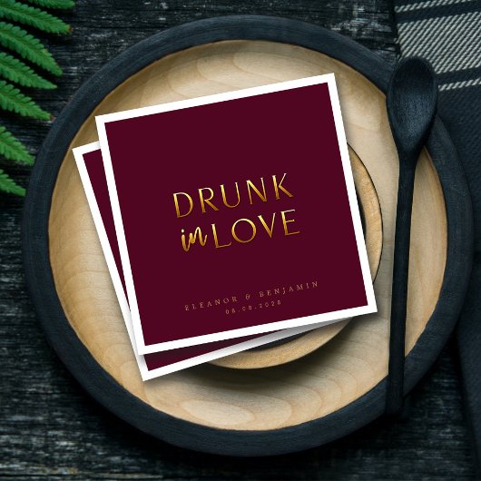 Elegant goud Drink in liefde gepersonaliseerde bru Servet