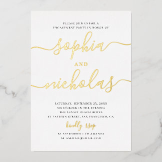 Elegant goud eenvoudige moderne scriptservice folie uitnodiging