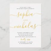 Elegant goud eenvoudige moderne scriptservice folie uitnodiging (Voorkant)