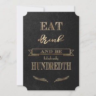 Elegant goud eet DRINK en wordt 100e verjaardag Kaart