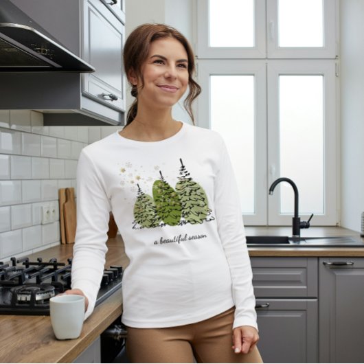Elegant goud-effect winterbomen T-shirt