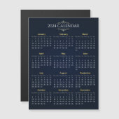 Elegant Goud en Blauw 2024 Kalender Magnetische Ka (Voorkant / Achterkant)