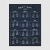 Elegant Goud en Blauw 2024 Kalender Magnetische Ka (Voorkant)