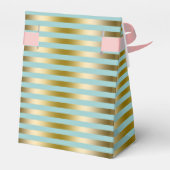 Elegant goud en blauw streepjespatroon bedankdoosjes (Achterkant)