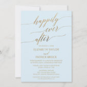 Elegant Goud en Blauwe Calligrafie Elopement Kaart (Voorkant)