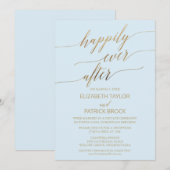 Elegant Goud en Blauwe Calligrafie Elopement Kaart (Voorkant / Achterkant)