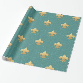 Elegant goud en Blauwgroen omslagpapier Cadeaupapier