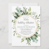 Elegant goud en eucalyptus volwassen verjaardag kaart (Voorkant)