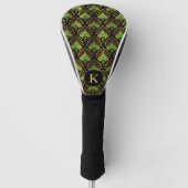 Elegant goud en groen art deco patroon golfheadcover (Voorkant)