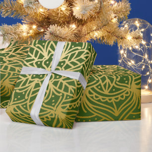 Elegant goud en groen mandala patroon cadeaupapier