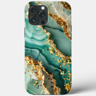 Elegant Goud En Groen Marmer iPhone 13 Pro Max Hoesje