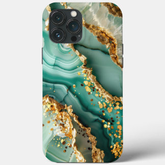 Elegant Goud En Groen Marmer iPhone 13 Pro Max Hoesje