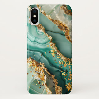 Elegant Goud En Groen Marmer iPhone X Hoesje