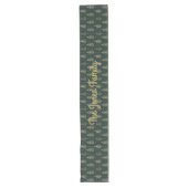 Elegant goud en groen monogram boompatroon lange tafelloper (Voorkant)