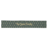 Elegant goud en groen monogram boompatroon lange tafelloper (Horizontaal)