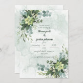 Elegant goud en groene Eucalyptus Moss Sages Invi Kaart (Voorkant / Achterkant)