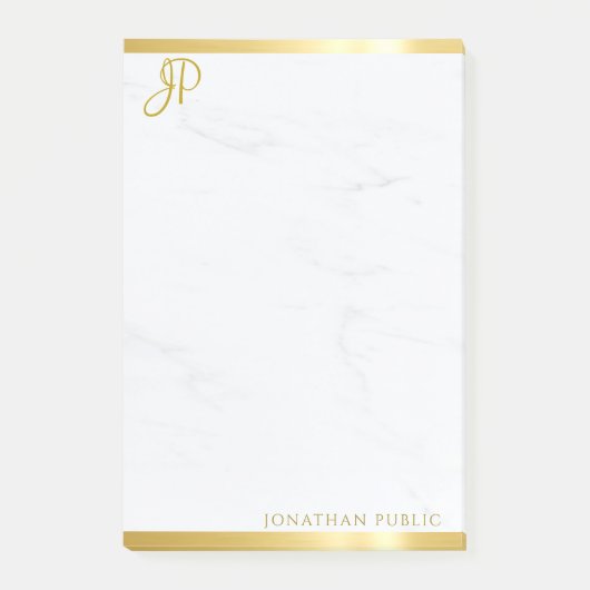 Elegant Goud en Marmer Moderne Eenvoudige Sjabloon Post-it® Notes (Voorkant)