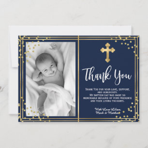 Elegant Goud en Navy Baptism Dank u Kaarten