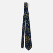 Elegant Goud en Navy Blue Abstract Stropdas (Achterkant)