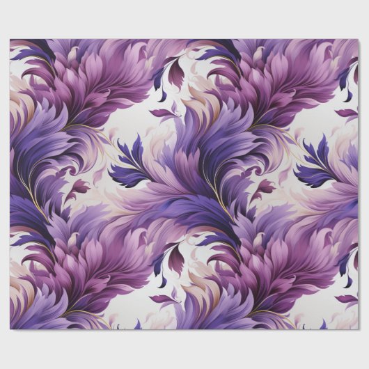 Elegant Goud en Paarse Botanische bloemenkerst Cadeaupapier (Vlak)