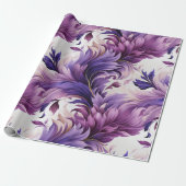 Elegant Goud en Paarse Botanische bloemenkerst Cadeaupapier (Uitgerold)