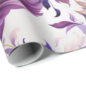 Elegant Goud en Paarse Botanische bloemenkerst Cadeaupapier (Rol Hoek)