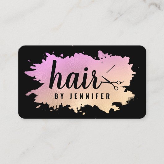 Elegant goud en paarse schaar visitekaartje (Voorkant)