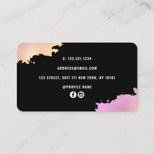 Elegant goud en paarse schaar visitekaartje (Achterkant)