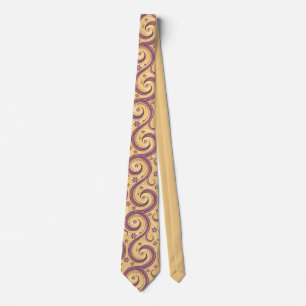 Elegant goud en paarse vintage spiraalpatroon stropdas