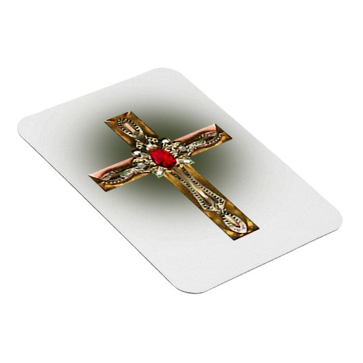 Elegant goud en robijn kruis magneet (Rechterzijde)