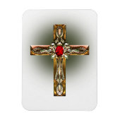 Elegant goud en robijn kruis magneet (Verticaal)