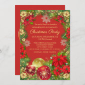 Elegant Goud en Rood Corporate Kerstfeest Kaart (Voorkant / Achterkant)