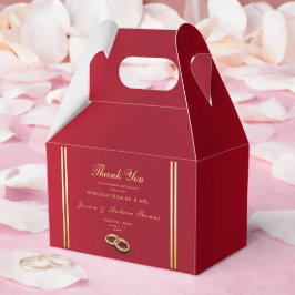 Elegant goud en rood, trouwringen bruiloft bedankdoosjes