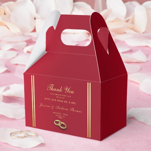 Elegant goud en rood, trouwringen bruiloft bedankdoosjes (Huwelijk)