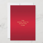 Elegant goud en rood, trouwringen bruiloft bedankkaart (Achterkant)