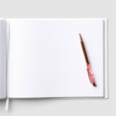 Elegant goud en rood, trouwringen bruiloft gastenboek (Binnen)
