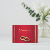 Elegant goud en rood, trouwringen bruiloft informatiekaartje (Staand voorkant)