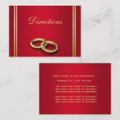 Elegant goud en rood, trouwringen bruiloft informatiekaartje (Voorkant / Achterkant)