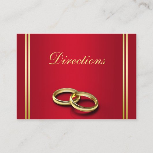 Elegant goud en rood, trouwringen bruiloft informatiekaartje (Voorkant)